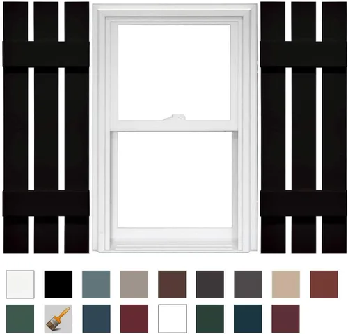 Vista 14 de Mid America Board and Batten - Persiana estándar de vinilo con 3 tablas espaciadas de 12 pulgadas (1 par) - 12 x 55 002 negro