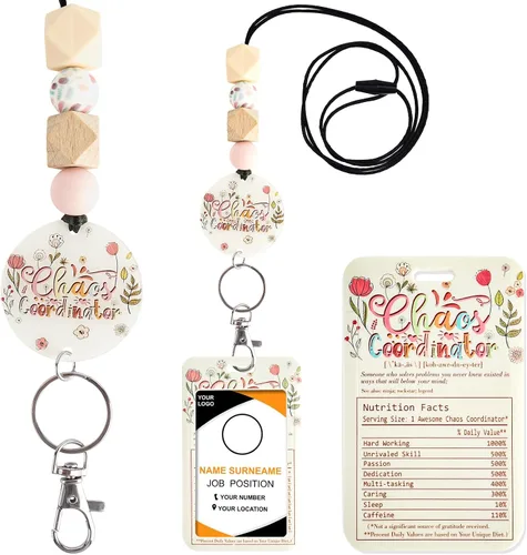 Vista 18 de Cordones para Profesores para Tarjetas de Identificación - Llavero Bohemio de Silicona con Cuentas Separables, Accesorios para Mujeres, Lindo