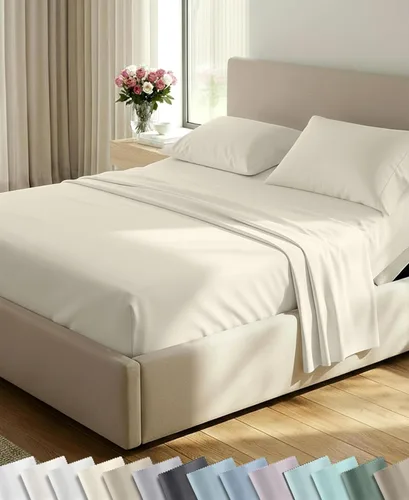 Vista 69 de California Design Den Juego de sábanas tamaño King, 100% algodón, sábanas lujosas de 600 hilos con bolsillo profundo, ropa de cama duradera con 16