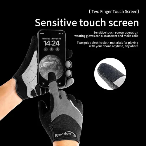 Vista 4 de KynciLOR Guantes de ciclismo para mujer y hombre, guantes de ciclismo con dedos para pantalla táctil y almohadillas de palma con silicona