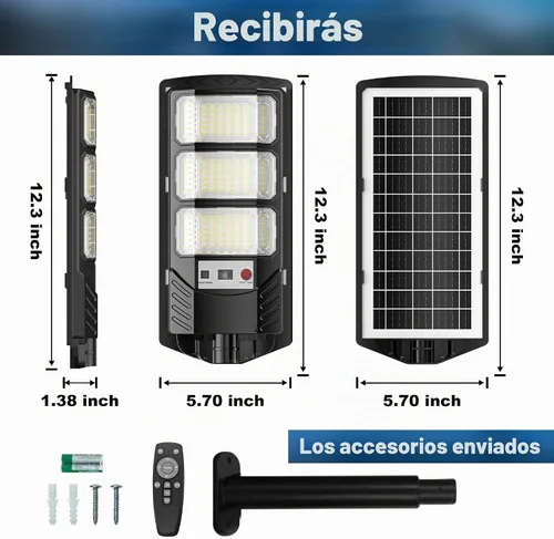 Vista 6 de Paquete de 2 luces solares de calle de inducción impermeables para exteriores, 6500 K, foco de seguridad con sensor de movimiento de control remoto