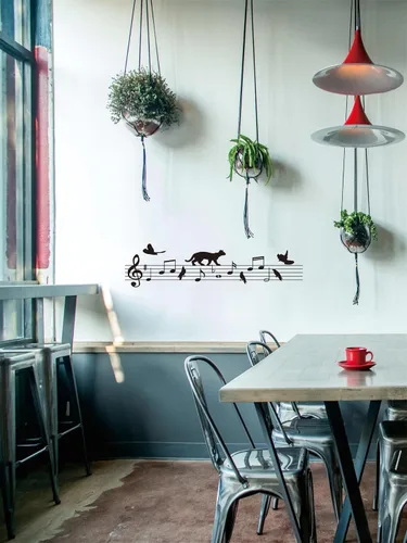 Vista 4 de Adhesivo de pared con gato del personal de música, calcomanía de nota creativa para amantes de la música y habitaciones de niños, decoración