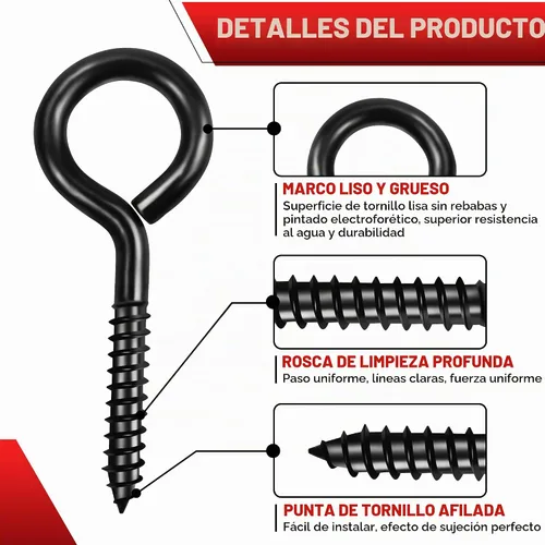 Vista 6 de PAMAZY - Ganchos de ojo de tornillo resistentes de 2.56 pulgadas, 12 ojales autorroscantes atornillados