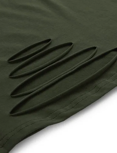 Vista 4 de SweatyRocks - Camiseta corta de mangas cortas de verano para mujer con estilo desgastado