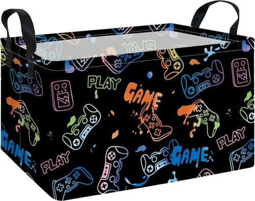 Vista 31 de Cesta de almacenamiento rectangular de tela con organizador de tela para juguetes, libros, ropa, regalos, mascotas - Perfecta para el hogar Rec