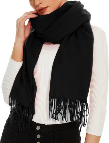 Vista 4 de Mantones de manta para mujer, estampado de invierno con parte delantera abierta, chales a cuadros para mujer