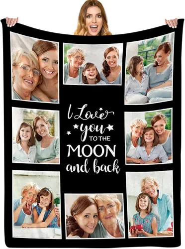 Vista 17 de ShineSand envía al día siguiente, cobija personalizada con texto de foto - impresa en EE. UU., cobijas con fotos personalizadas, regalos de Navidad