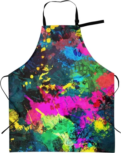 Vista 12 de Delantal de cocina a cuadros rojos y verdes para mujer con cuello ajustable, tamaño adulto, para cocina, pintura, regalo