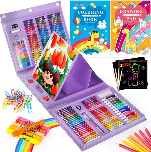 Vista 8 de iBayam Kit de arte, paquete de 251 suministros de arte, kits de dibujo, caja de regalo para artes y manualidades, caja de regalo para niños