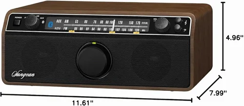 Vista 3 de Sangean WR-12BT AM/FM/Bluetooth/AUX-In Radio estéreo analógica de gabinete de madera (nogal oscuro)
