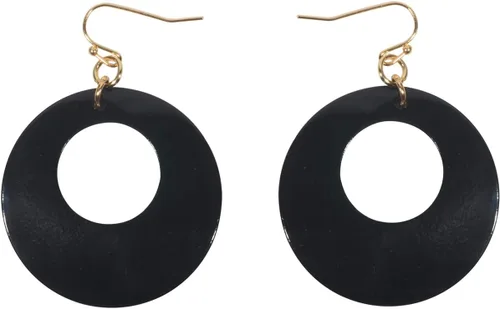 Vista 4 de Coiris Collar de varias vueltas con cuentas coloridas y gran colgante de concha circular para mujer Negro