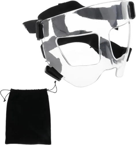 Vista 2 de Protector nasal de baloncesto para niños con correa elástica, protector facial ajustable para nariz rota (5.5 x 3.5 pulgadas) - Escudo