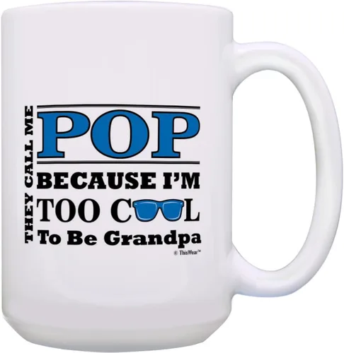 Vista 15 de ThisWear Regalo del Día del Padre para abuelos demasiado geniales para ser un abuelo, regalo de gafas de sol de 11 onzas, taza de café de cerámica
