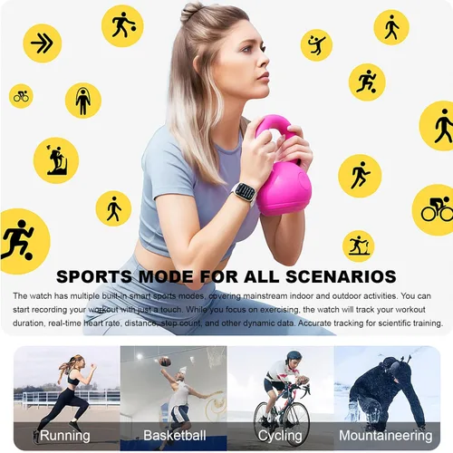 Vista 4 de Q&F Tech C7Pro - Reloj inteligente para seguimiento de salud y fitness, presión arterial y oxígeno/frecuencia cardíaca, sueño, deportes, llamada
