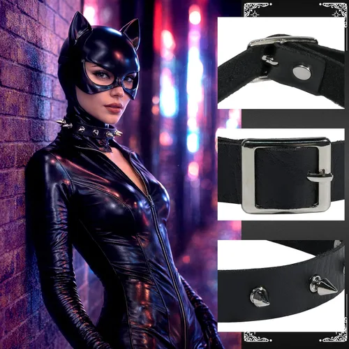 Vista 5 de Accesorios de disfraz de gato negro para mujer, máscara de gato, collar, juego de roles