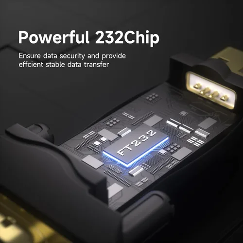 Vista 4 de Adaptador serie RS232 macho USB 2.0 a DB9 negro con chip FTDI FT232RL - Conectores chapados en oro - Compatible con Windows 11/10, Mac, Linux