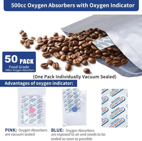 Vista 6 de 50 bolsas de Mylar de 1 galón, bolsas de Mylar de 10 x 14 pulgadas con absorbentes de oxígeno (50 x 500 cc) para almacenamiento de alimentos, bolsa