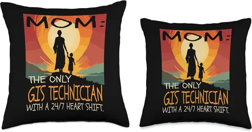 Vista 3 de GIS TECHNICIAN Gifts GIS Technician Job & Mother's Day Themed Cute Design Throw Pillow, 16x16, Multicolor