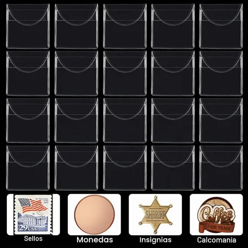 Vista 6 de Fainne 50 piezas de fundas de monedas de bolsillo individual, fundas de plástico transparentes para coleccionistas, soporte pequeño de monedas