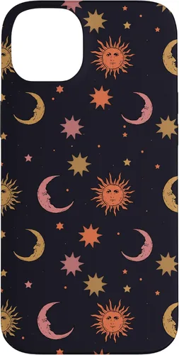 Vista 15 de Funda para iPhone 16 Whimsigoth Aesthetic Hippie Celestial Vintage Half Moon Sun