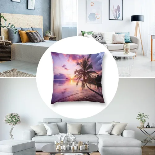 Vista 7 de Juego de 2 fundas de almohada con diseño escénico del océano tropical, fundas de almohada para sofá, fundas de almohada de poliéster para sofá