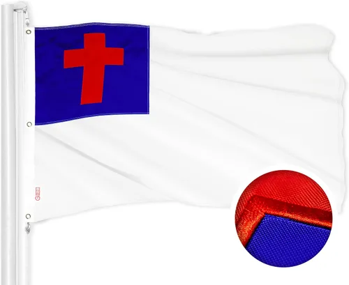 Vista 10 de G128 - Bandera Cristiana 1 x 1.5 pies Serie ToughWeave, bordada en poliéster 300D Bandera religiosa, diseño bordado, para interior/exterior