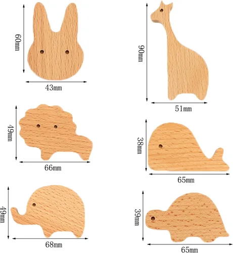 Vista 2 de 12 Set Wood Animal Furniture Knobs Decorative Wood Dresser Knobs with Screws Dresser Pulls Wood Marine Woodland Animals Knobs Cabinet Knobs Nursery