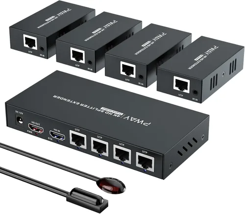 Vista 12 de Extensor HDMI de 165 pies a través de Ethernet Cat5e/6, extiende video de 1080 p a 60 Hz sin demora, transmite audio y video de forma síncrona