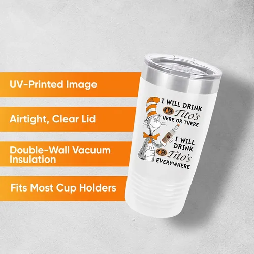 Vista 5 de Polar Camel Tito's Funny - Vaso térmico de acero inoxidable de 20 onzas, vaso aislado al vacío con tapa transparente, gran vaso de viaje, vasos