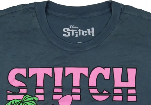 Vista 4 de Disney Junior Lilo & Stitch Aloha Stitch Surfing with Palm Trees and Flowers Graphic Camiseta
