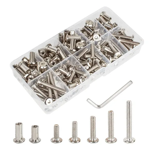 Vista 7 de 30 piezas M6 - Kit de conectores de junta de muebles y tuerca de casquillo, uso para pernos de cuna, pernos de cuna hexagonales, tornillos