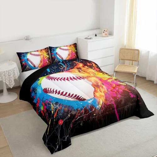 Vista 111 de Juego de ropa de cama de baloncesto para niños y adolescentes, juego de edredón deportivo para niños, tamaño matrimonial, suave, ligero, decoración