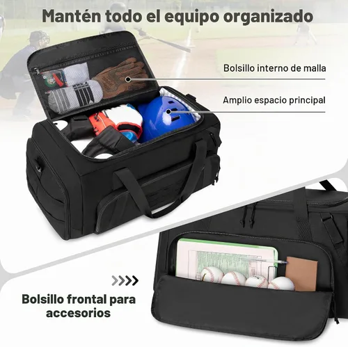 Vista 3 de GOBUROS - Bolsa de béisbol con soporte para murciélagos, bolsa de equipo de receptores para sóftbol