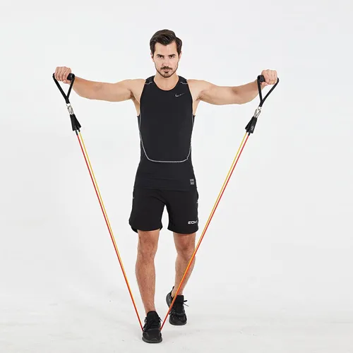 Vista 3 de Bandas de resistencia para entrenamiento con asas para hombres y mujeres, bandas de ejercicio para pesas de fitness, entrenamiento, hogar, oficina