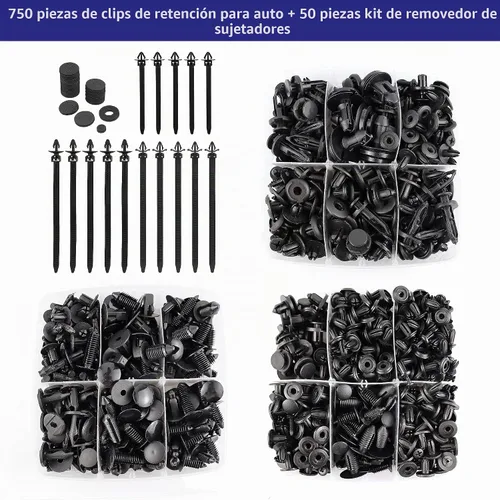 Vista 3 de Clips de Coche Remaches de Plástico Clips Retenedores de Escudo de Parachoques 800PCS Kit de Sujetadores de Árbol de Navidad para Coche Tamaños Más