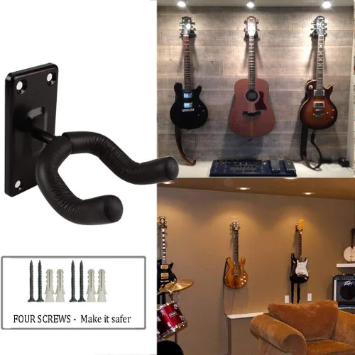 Vista 4 de Soporte de pared para guitarra, gancho de soporte de metal negro para guitarras