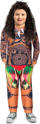 Vista 2 de DAOGUPONG Disfraz de niños con patrón de aventura, pantalones con pelucas para niños, fiesta, cosplay, 2-10 años