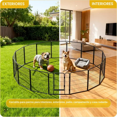 Vista 9 de Corralito para perros para interiores, exteriores, patio, campamento de Negro