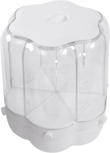 Vista 7 de Dispensador automático de arroz Almacenamiento de granos 27LBS,Cubo de arroz doméstico giratorio de 360°,Caja de almacenamiento de arroz de 6