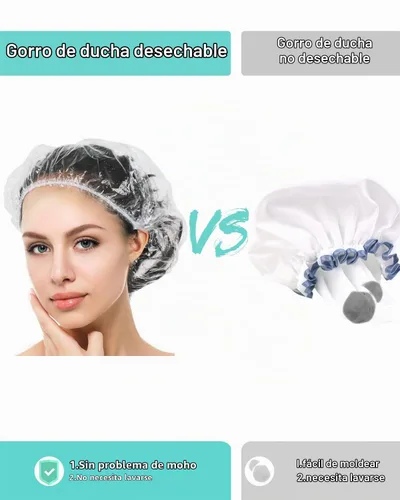 Vista 4 de Auban Gorra de ducha desechable, 100 PIEZAS Tapa de baño de plástico transparente gruesa e impermeable para tratamiento del cabello