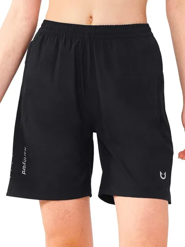 Vista 14 de NORTHYARD Pantalones cortos deportivos de senderismo para mujer, de secado rápido, ligeros, para gimnasio, entrenamiento, con 3 bolsillos