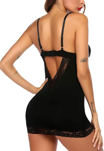 Vista 8 de Avidlove Lencería de encaje para mujer, ropa de dormir sexy, mini vestido, paquete de 2, Calzado