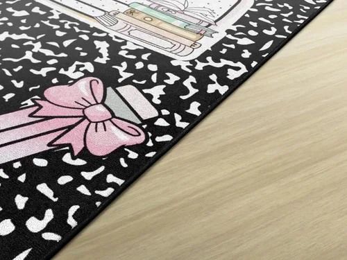 Vista 2 de Flagship Carpets Book Club - Cuaderno de composición con lápiz de lazo, alfombra educativa para habitación de los niños, alfombra de aula infantil