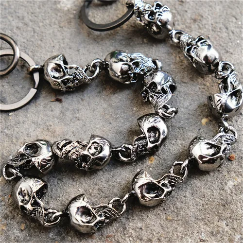 Vista 2 de PINKPIN Skull Wallet Chains for Men Pants Chain Jean Chains Belt Chain Biker Chain Skull Chains Halloween Costumes Decor Pocket Chains Punk Heavy