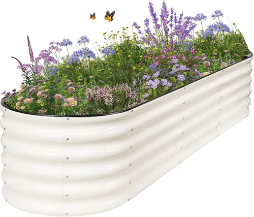 Vista 12 de Cama de jardín elevada galvanizada para exteriores, camas elevadas para jardinería, caja de maceta de metal, kit de cama de jardín elevada de acero
