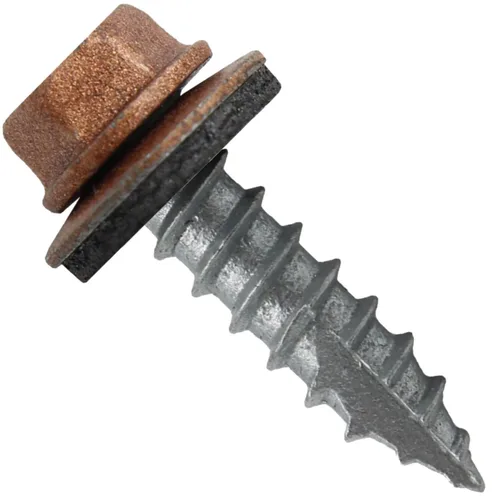 Vista 123 de TORNILLOS PARA TECHOS DE METAL #14: (250) Tornillos x 1" ABC GRIS Tornillo para techo de chapa metálica con cabeza hexagonal y arandela.