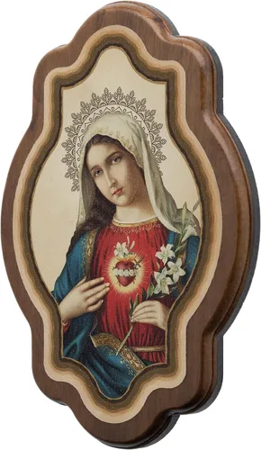 Vista 3 de Intercession Arte de pared enmarcado del Sagrado Corazón de Jesús y la Virgen María, juego de 2 piezas