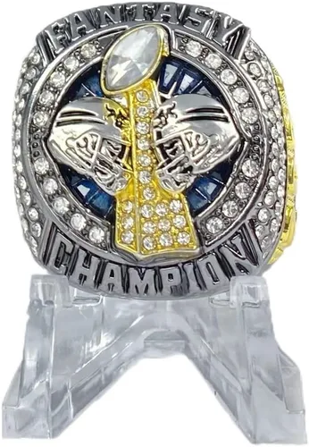 Vista 7 de Legacy Rings Anillo de trofeo del campeonato de fútbol de fantasía 2023 Gunmetal y tono dorado Premio para campeón FFL talla 11