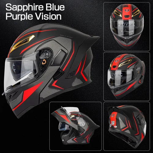 Vista 5 de Casco modular Bluetooth para motocicleta, certificado DOT, abatible, de cara completa, antivaho, doble máscara, casco de motocicleta de calle