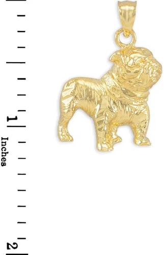 Vista 3 de Collar con colgante de bulldog inglés de oro amarillo pulido de 14 quilates
